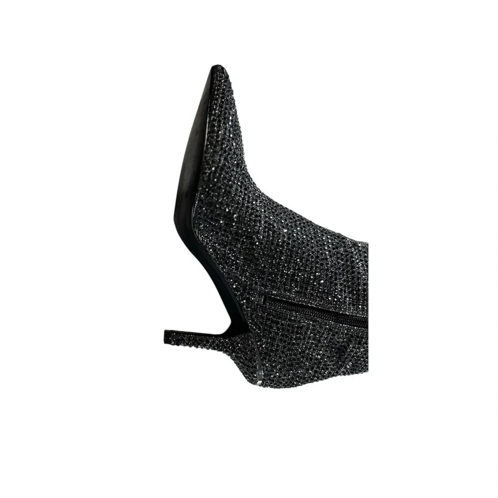 Michael Kors Black Sparkle Rhinestone Katerina Heeled Boots - Picture 5 of 12